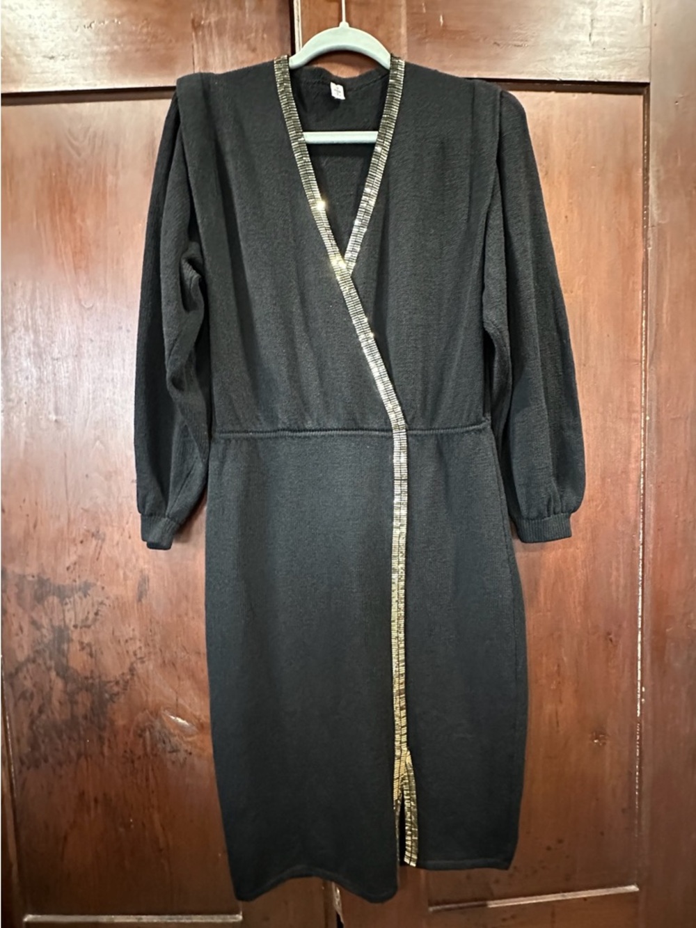 Vintage St. John Black Knit Metallic Dress